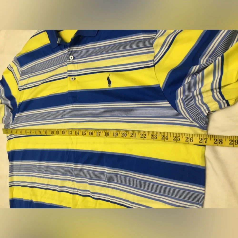 Ralph Lauren Men's Polo in Blue, Yellow, and White Stripes